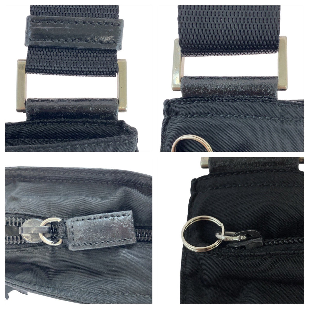 18128
PRADA プラダ テスート 三角ロゴプレート ブラック 黒 シルバー金具 ナイロン ショルダーバッグ ポシェット  レディース AB32