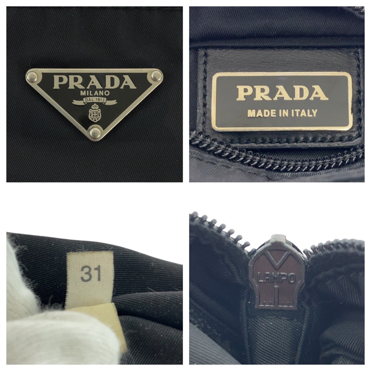 18128
PRADA プラダ テスート 三角ロゴプレート ブラック 黒 シルバー金具 ナイロン ショルダーバッグ ポシェット  レディース AB32