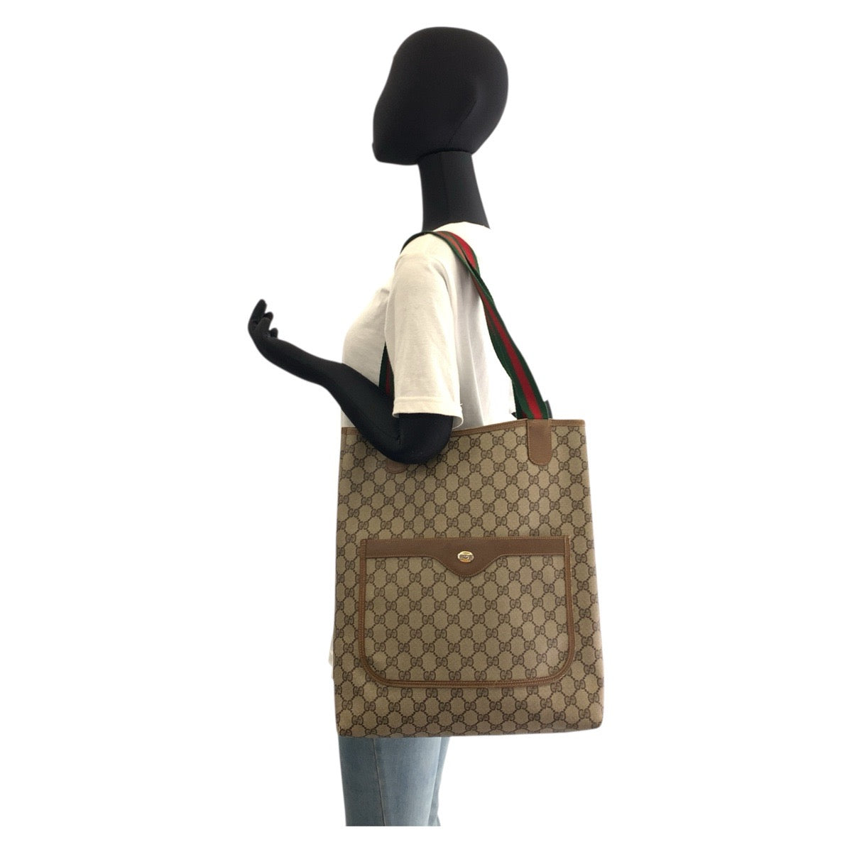 18130
GUCCI グッチ シェリーライン オールドグッチ ベージュ ブラウン GGスプリームキャンバス / レザー 39 02 003 トートバッグ ショルダーバッグ  レディース ABP32
