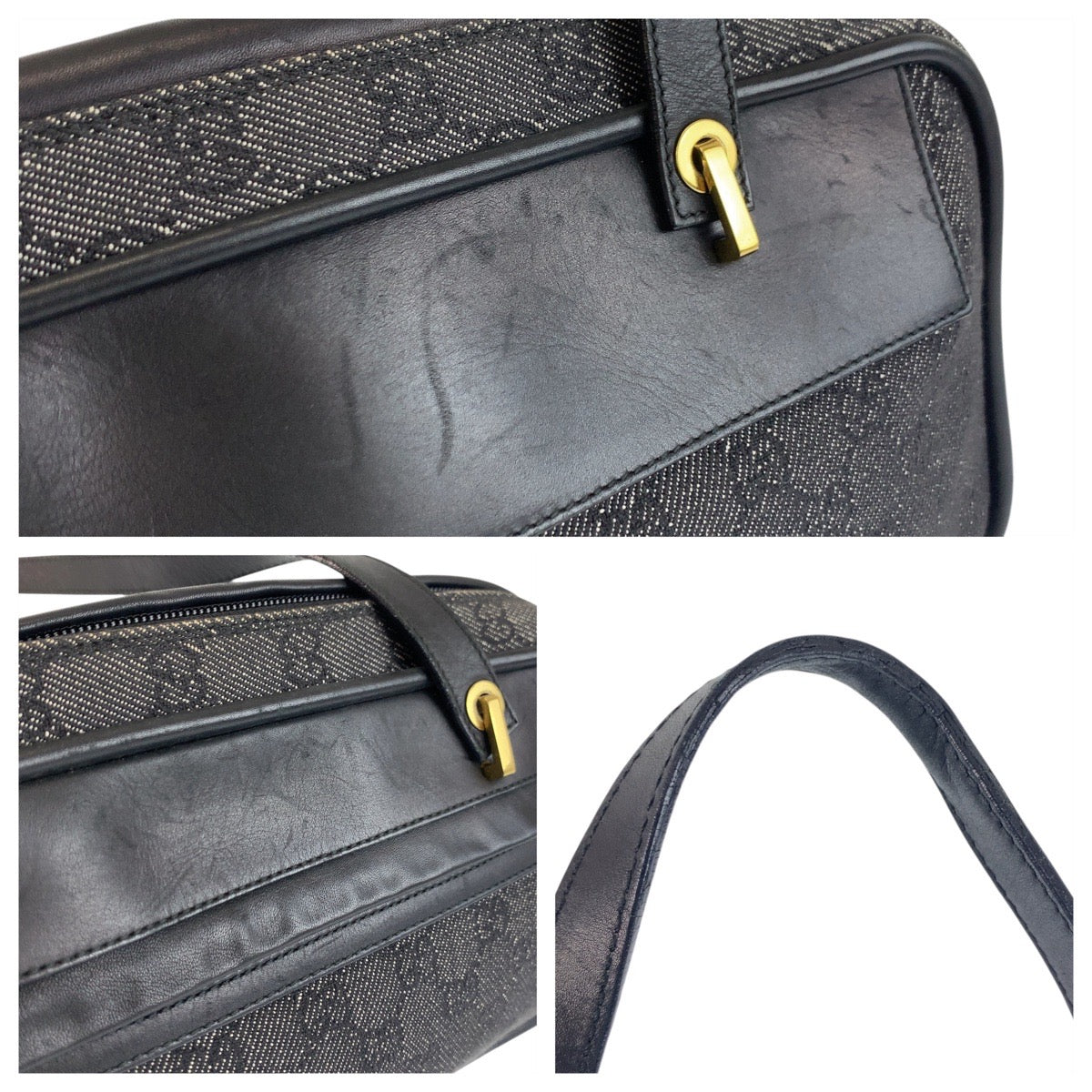 18131
GUCCI グッチ ブラック 黒 ゴールド金具 GGキャンバス / レザー 92729 ショルダーバッグ  レディース ABP39