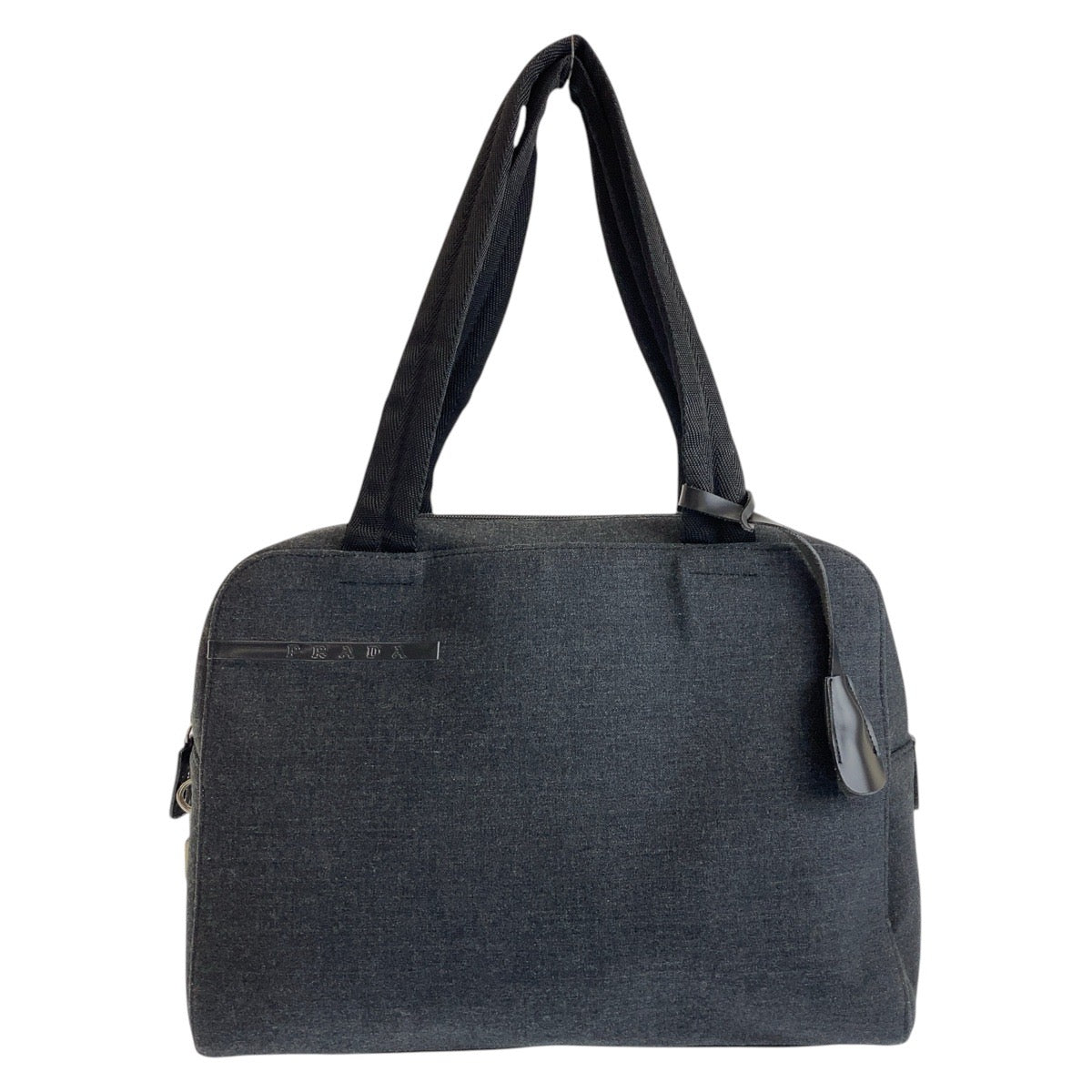 18132
PRADA プラダ プラダスポーツ グレー ブラック シルバー金具 キャンバス トートバッグ ショルダーバッグ 男女兼用  レディース A40