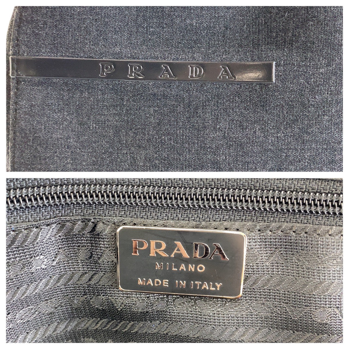 18132
PRADA プラダ プラダスポーツ グレー ブラック シルバー金具 キャンバス トートバッグ ショルダーバッグ 男女兼用  レディース A40