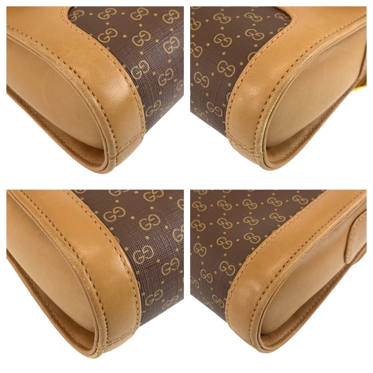 18134
GUCCI グッチ ヴィンテージ マイクロGG オールドグッチ ブラウン ゴールド金具 PVC / レザー 001 414 1161 ショルダーバッグ ポシェット レディース ABP46