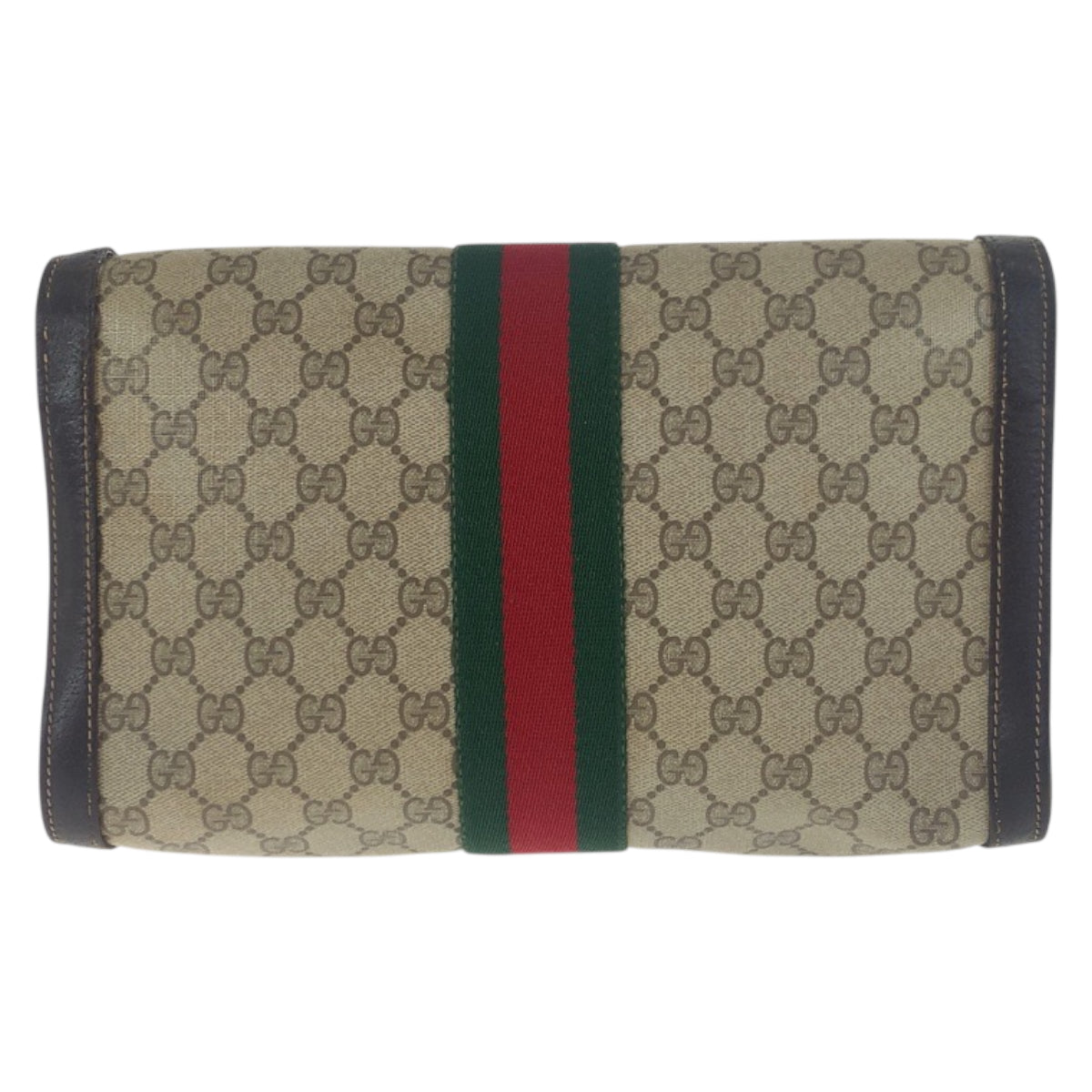18135
GUCCI グッチ ヴィンテージ オールドグッチ シェリーライン インターロッキング ブラウン ゴールド金具 GGスプリームキャンバス / レザー クラッチバッグ セカンドバッグ  レディース B