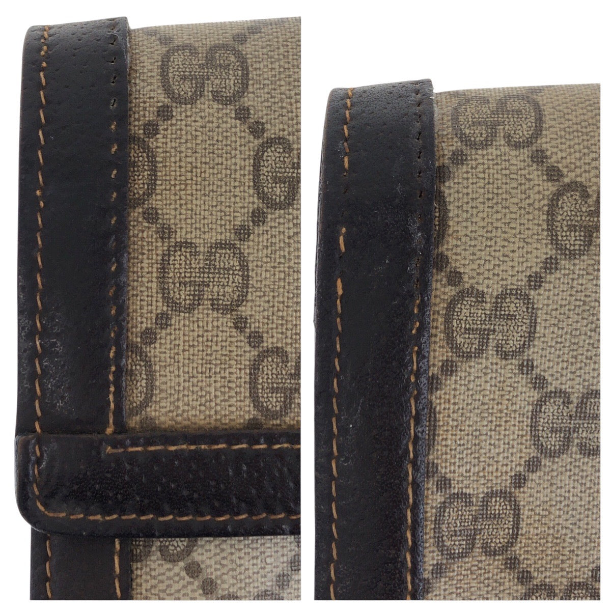 18135
GUCCI グッチ ヴィンテージ オールドグッチ シェリーライン インターロッキング ブラウン ゴールド金具 GGスプリームキャンバス / レザー クラッチバッグ セカンドバッグ  レディース B