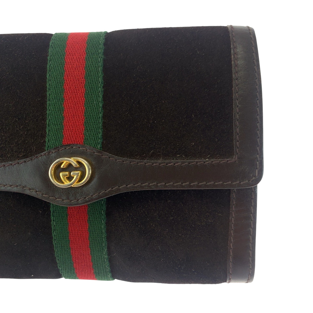 18136
GUCCI グッチ オールドグッチ シェリーライン グッチパフューム ブラウン ゴールド金具 スウェード クラッチバッグ セカンドバッグ  レディース ABP25