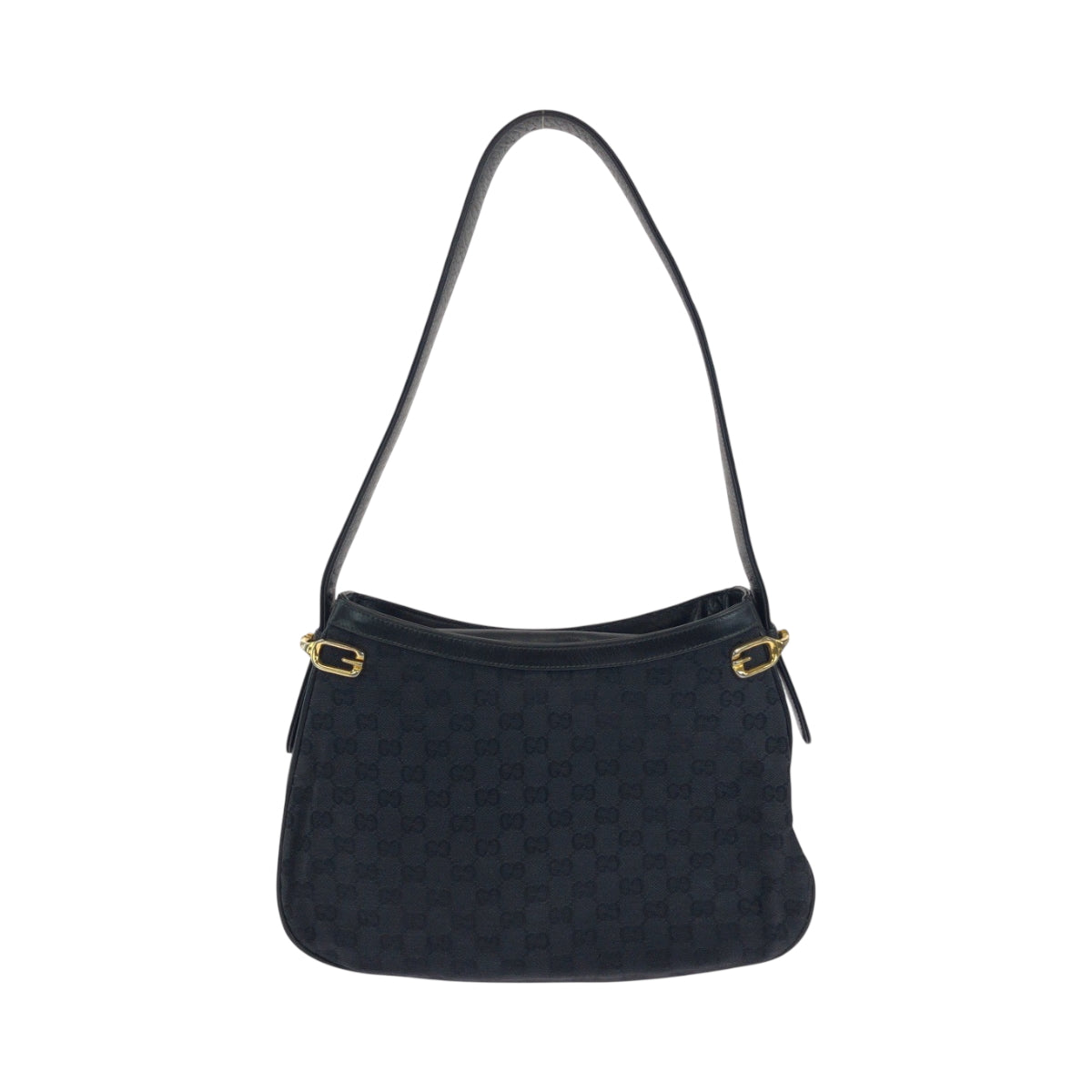 18138
GUCCI グッチ ブラック 黒 ゴールド金具 GGキャンバス ホーボー ショルダーバッグ レディース ABP50