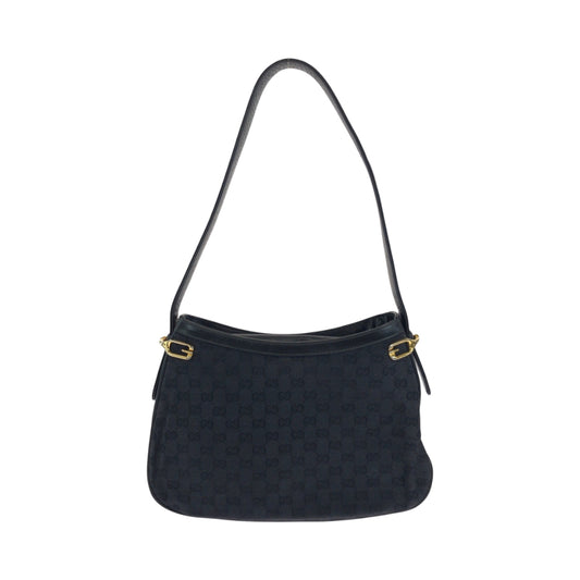 18138
GUCCI グッチ ブラック 黒 ゴールド金具 GGキャンバス ホーボー ショルダーバッグ レディース ABP50