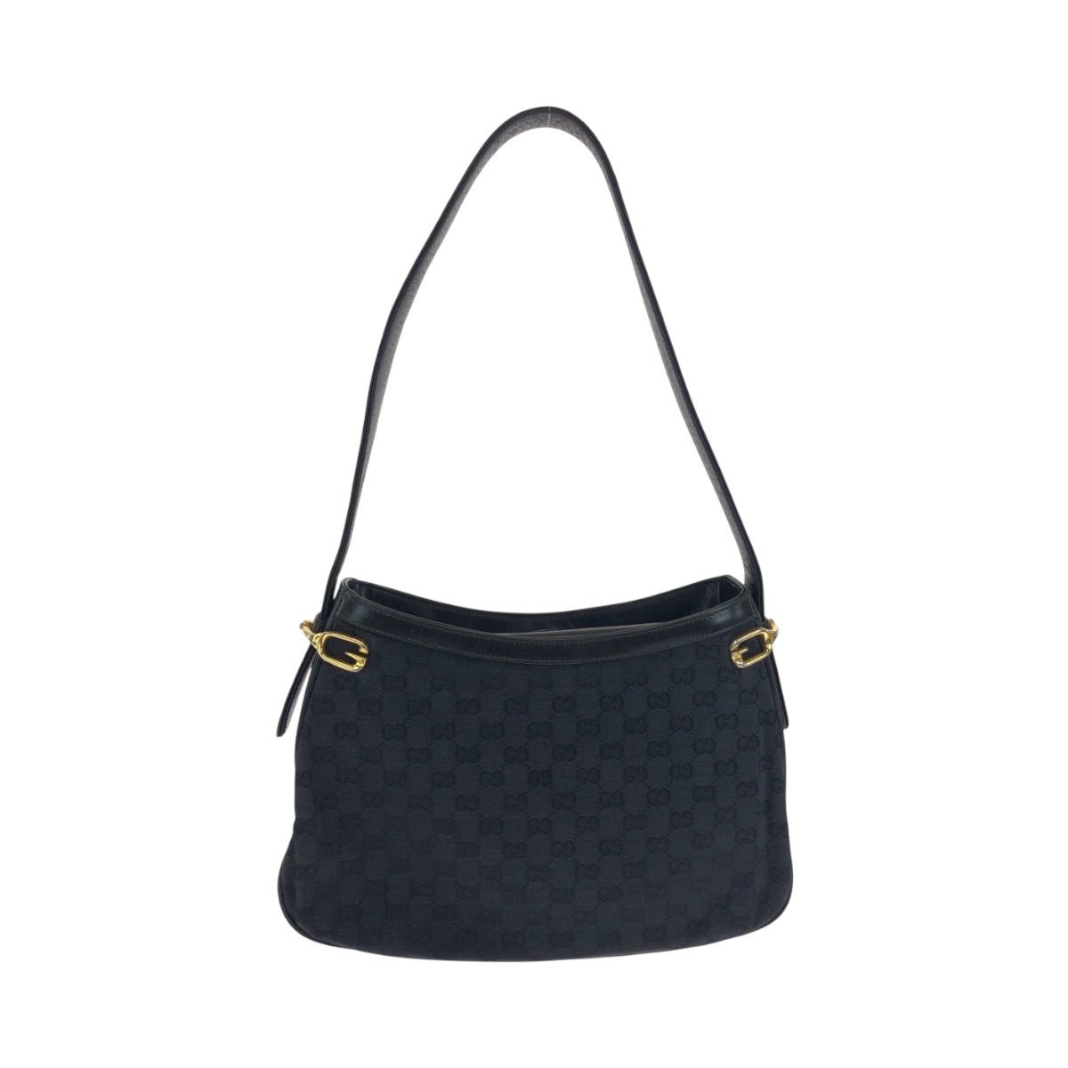 18138
GUCCI グッチ ブラック 黒 ゴールド金具 GGキャンバス ホーボー ショルダーバッグ レディース ABP50