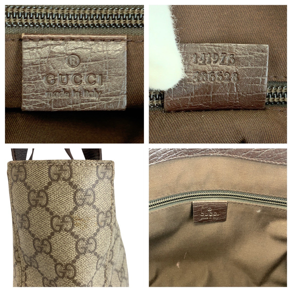 18139
GUCCI グッチ ベージュ ブラウン GGスプリームキャンバス / レザー 141976 トートバッグ ハンドバッグ  レディース AB24