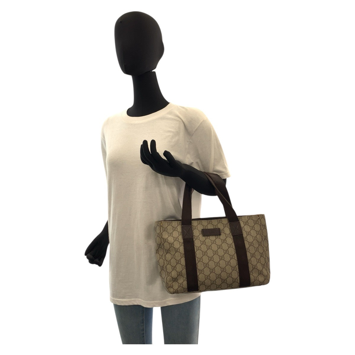 18139
GUCCI グッチ ベージュ ブラウン GGスプリームキャンバス / レザー 141976 トートバッグ ハンドバッグ  レディース AB24