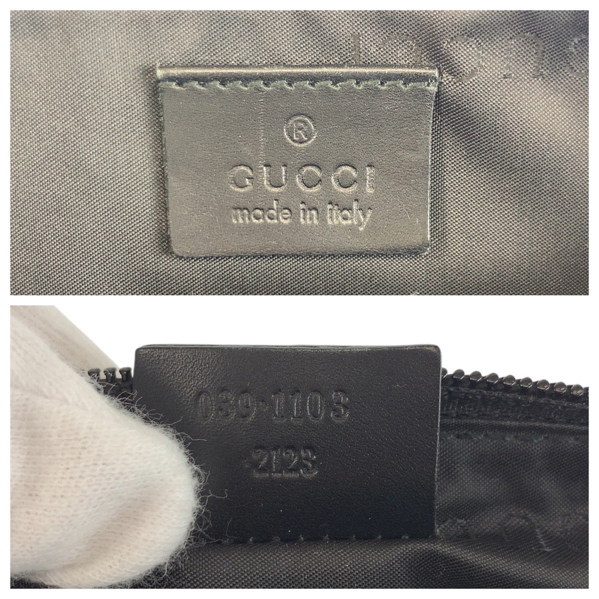 18140
GUCCI グッチ ブラック 黒 シルバー金具 GGキャンバス / レザー 039 1103 ハンドバッグ アクセサリーポーチ  レディース ABP38