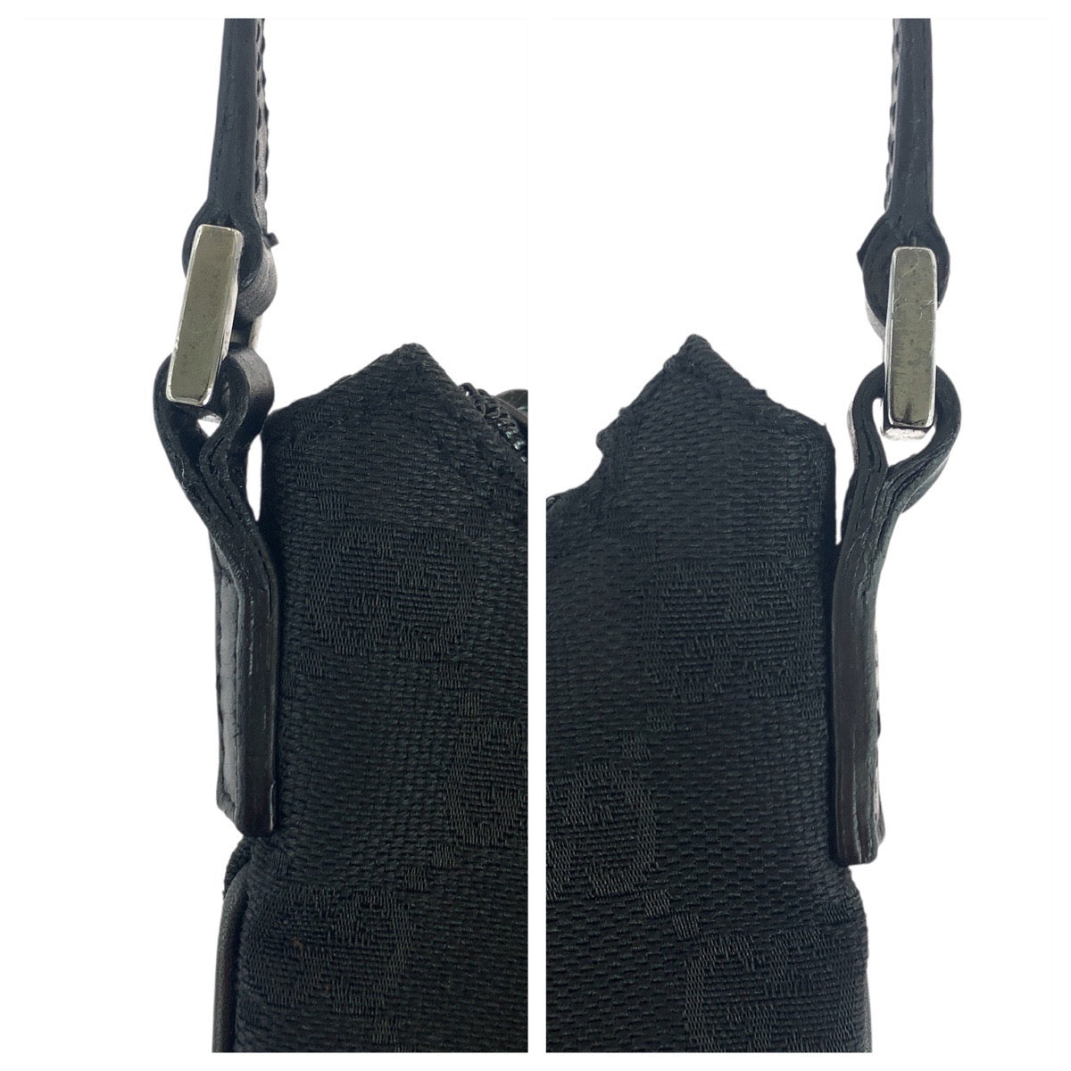 18142
GUCCI グッチ ブラック 黒 シルバー金具 GGキャンバス / レザー 32160 ショルダーバッグ  レディース ABP38