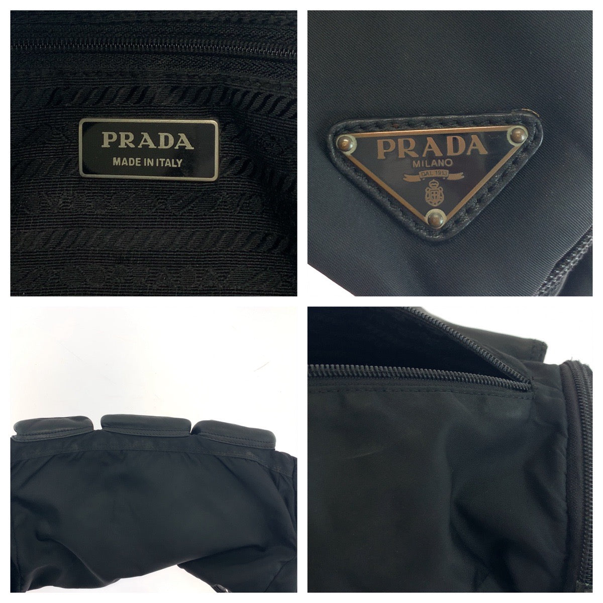 18143
PRADA プラダ テスート 三角ロゴプレート ブラック 黒 シルバー金具 ナイロン / レザー ウエストバッグ バムバッグ  メンズ