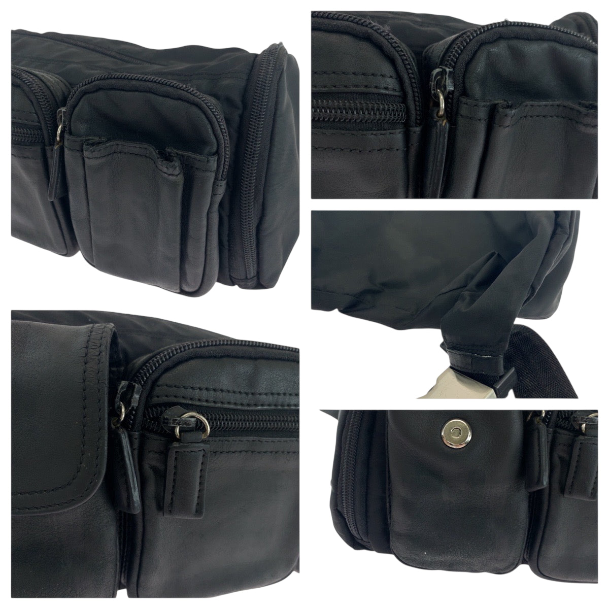 18143
PRADA プラダ テスート 三角ロゴプレート ブラック 黒 シルバー金具 ナイロン / レザー ウエストバッグ バムバッグ  メンズ
