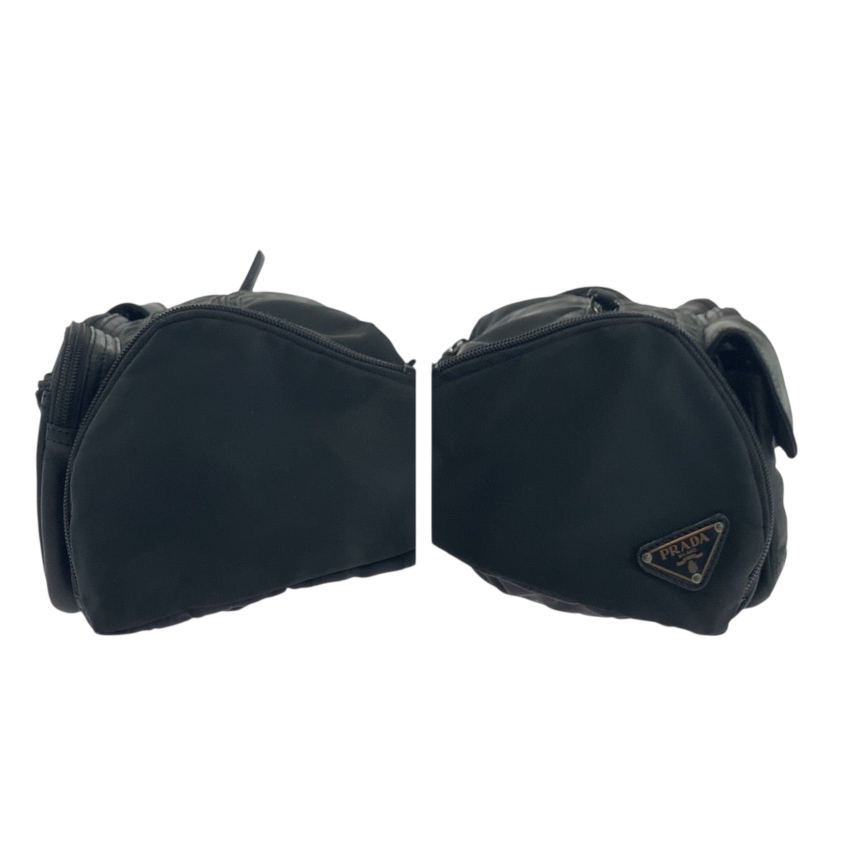 18143
PRADA プラダ テスート 三角ロゴプレート ブラック 黒 シルバー金具 ナイロン / レザー ウエストバッグ バムバッグ  メンズ