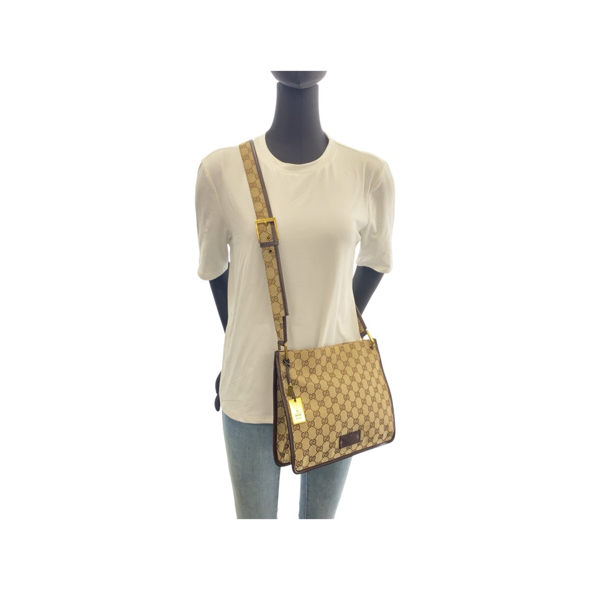 20129
GUCCI グッチ ベージュ ブラウン GGキャンバス / レザー 91762 ショルダーバッグ メッセンジャーバッグ レディース ABP29
