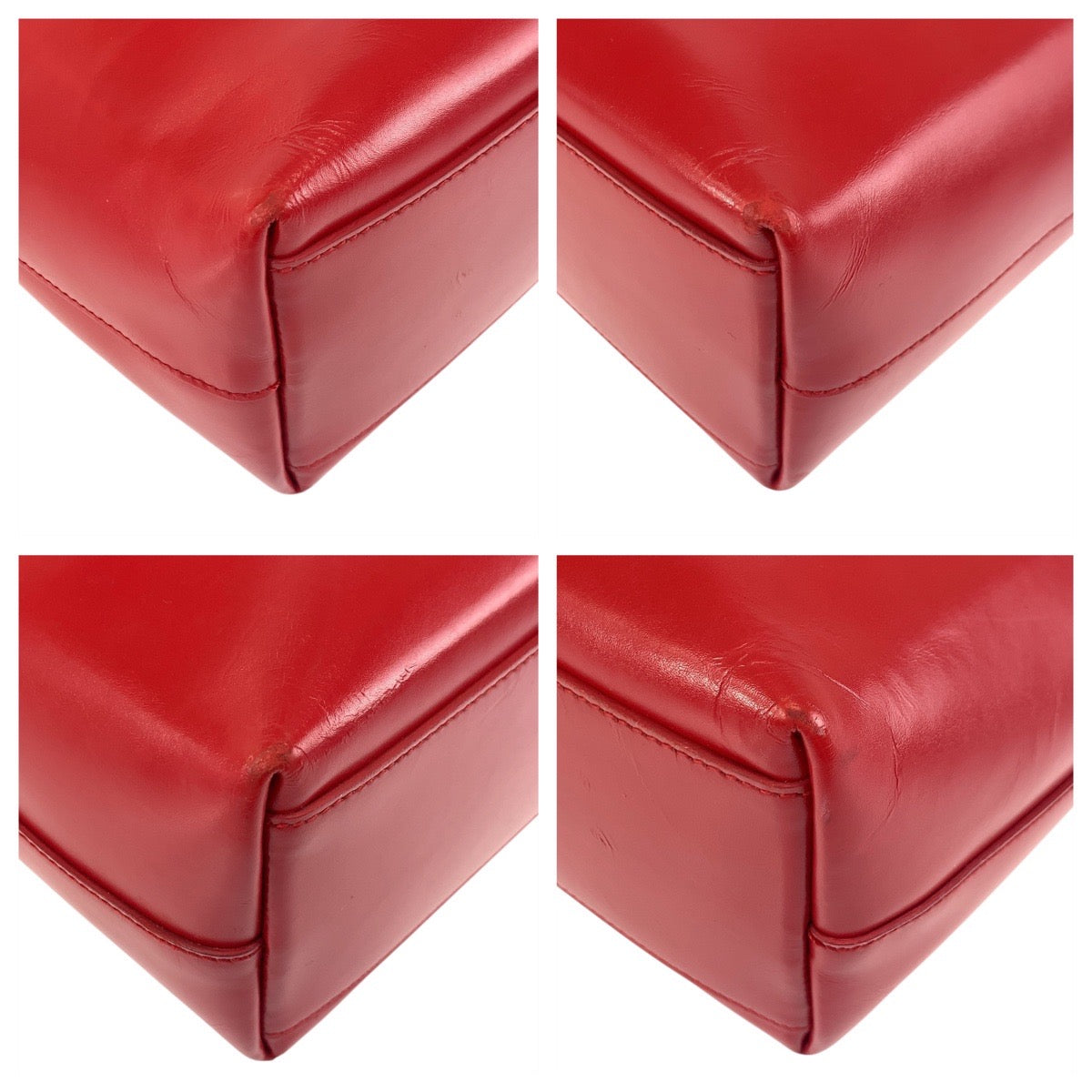 18144
PRADA プラダ ロゴ型抜き レッド レザー / スウェード トートバッグ ショルダーバッグ  レディース ABP40