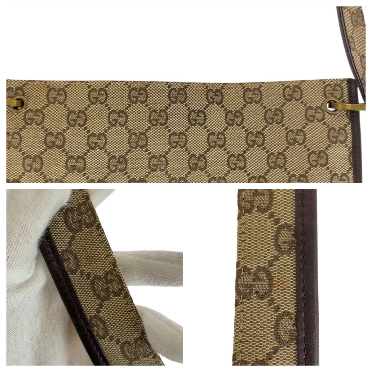 20129
GUCCI グッチ ベージュ ブラウン GGキャンバス / レザー 91762 ショルダーバッグ メッセンジャーバッグ レディース ABP29