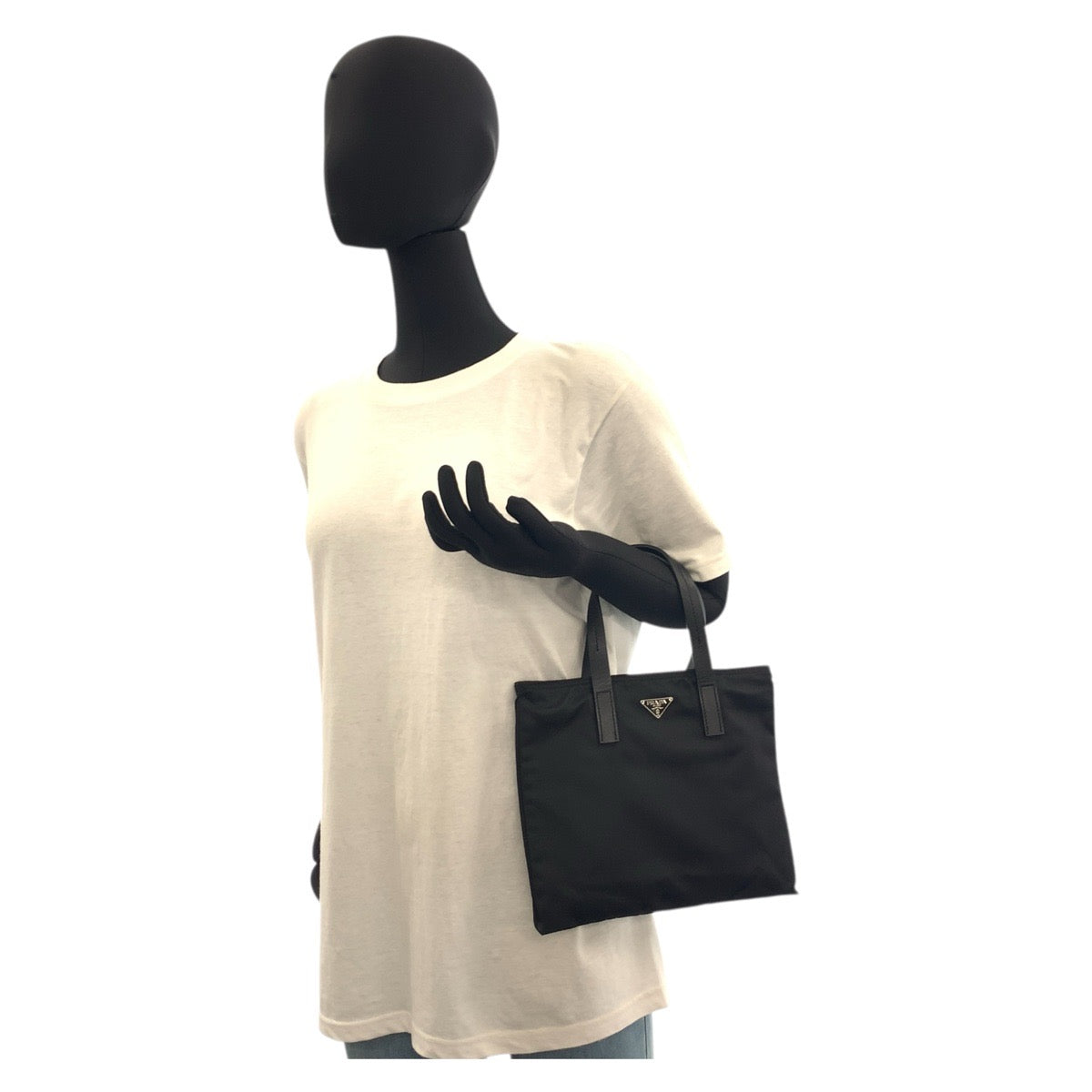 18145
PRADA プラダ テスート 三角ロゴプレート ナイロン / レザー トートバッグ ハンドバッグ  レディース A40
