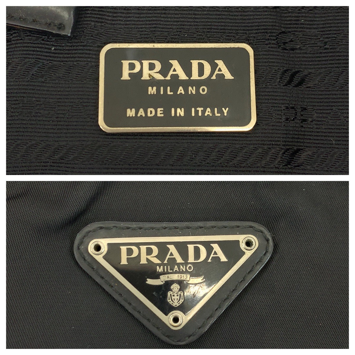 18146
PRADA プラダ テスート 三角ロゴプレート ブラック 黒 シルバー金具 ナイロン リュックサック バックパック  レディース ABP38