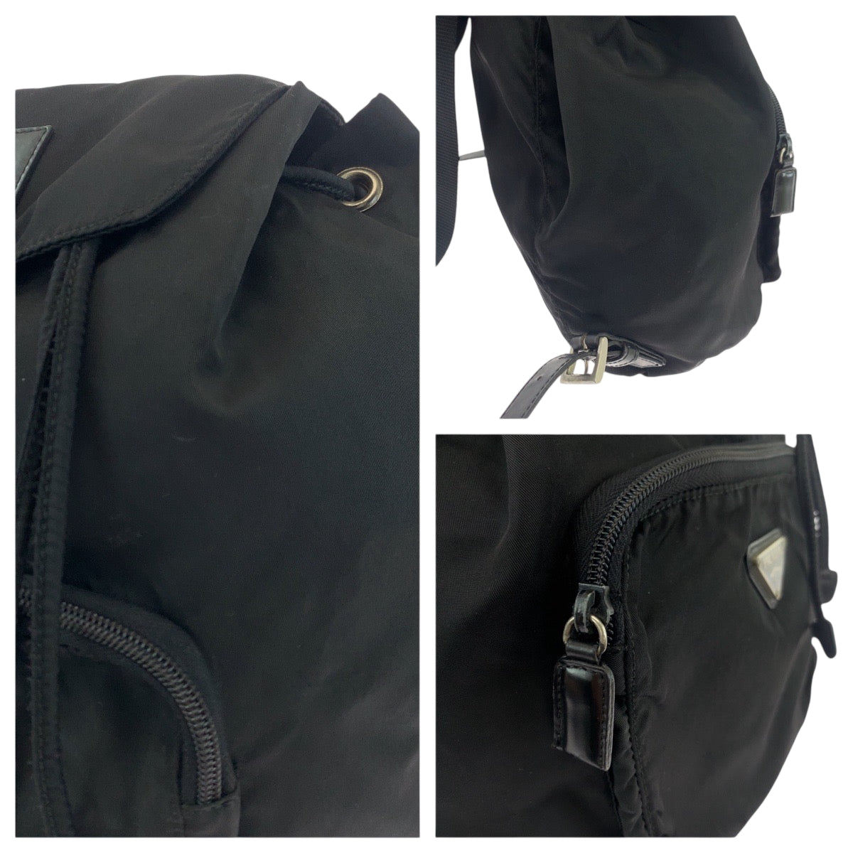 18146
PRADA プラダ テスート 三角ロゴプレート ブラック 黒 シルバー金具 ナイロン リュックサック バックパック  レディース ABP38