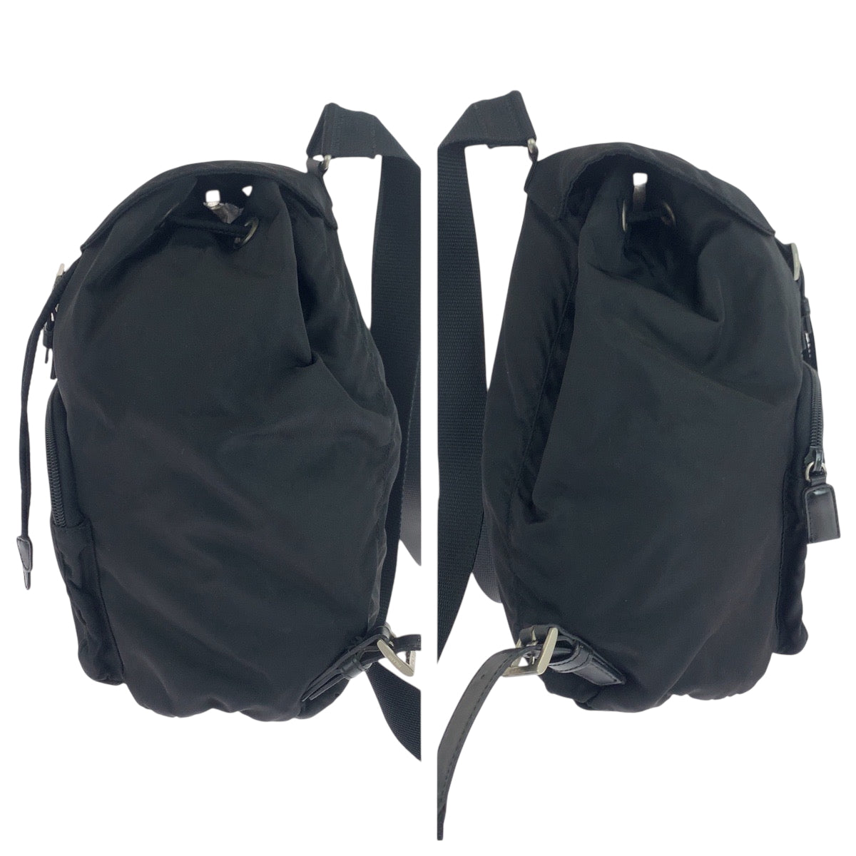 18146
PRADA プラダ テスート 三角ロゴプレート ブラック 黒 シルバー金具 ナイロン リュックサック バックパック  レディース ABP38