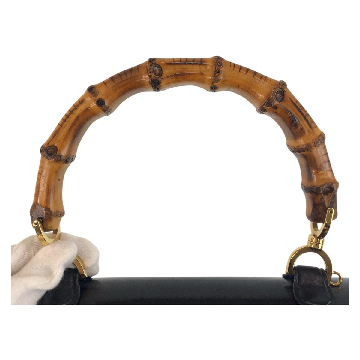 18148
GUCCI グッチ ヴィンテージ バンブー ブラック 黒 ゴールド金具 レザー 000 2684 ハンドバッグ ショルダーバッグ 2way  レディース ABP110