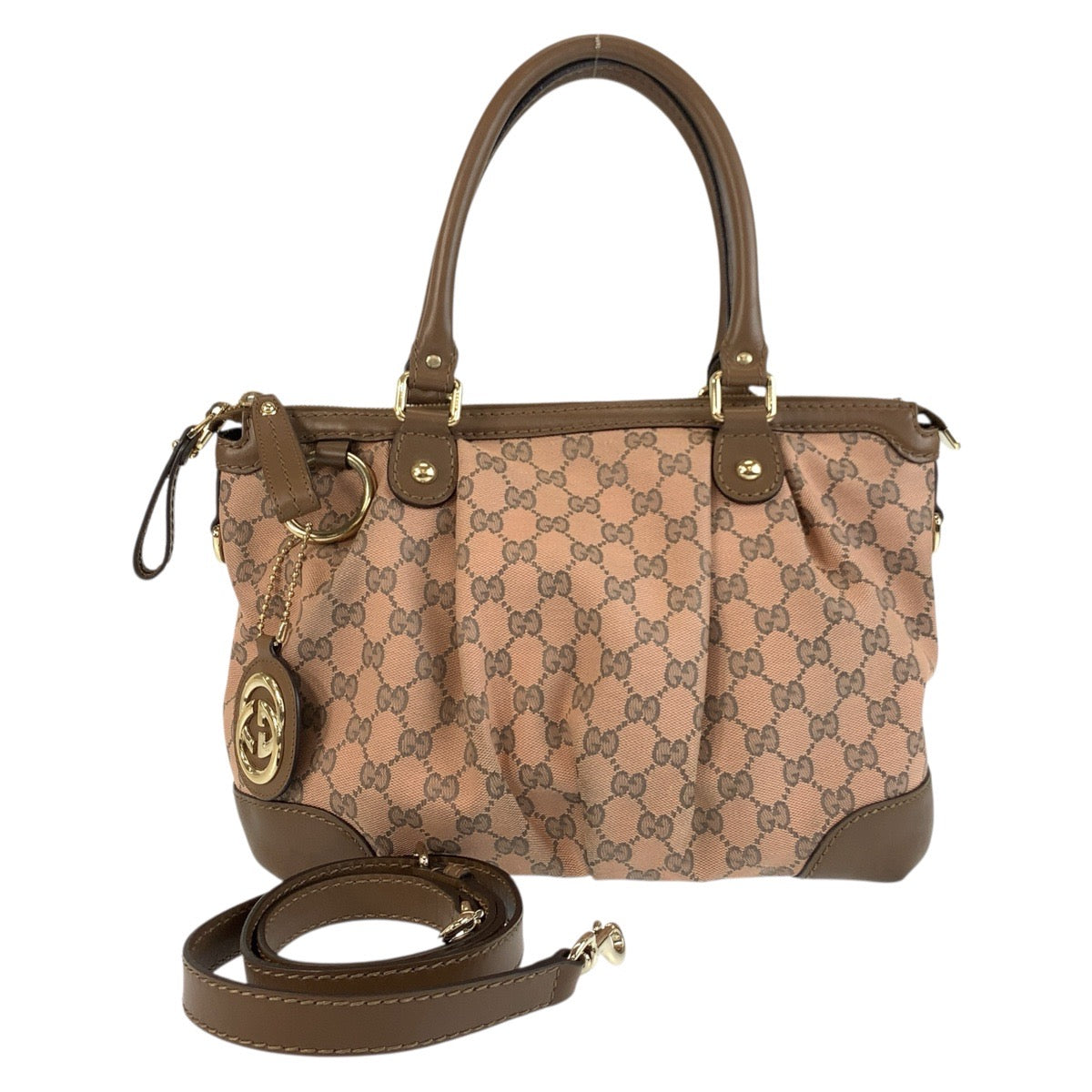 18150
GUCCI グッチ スーキー ピンク ブラウン ゴールド金具 GGキャンバス / レザー 247902 ショルダーバッグ トートバッグ 2way  レディース ABP48