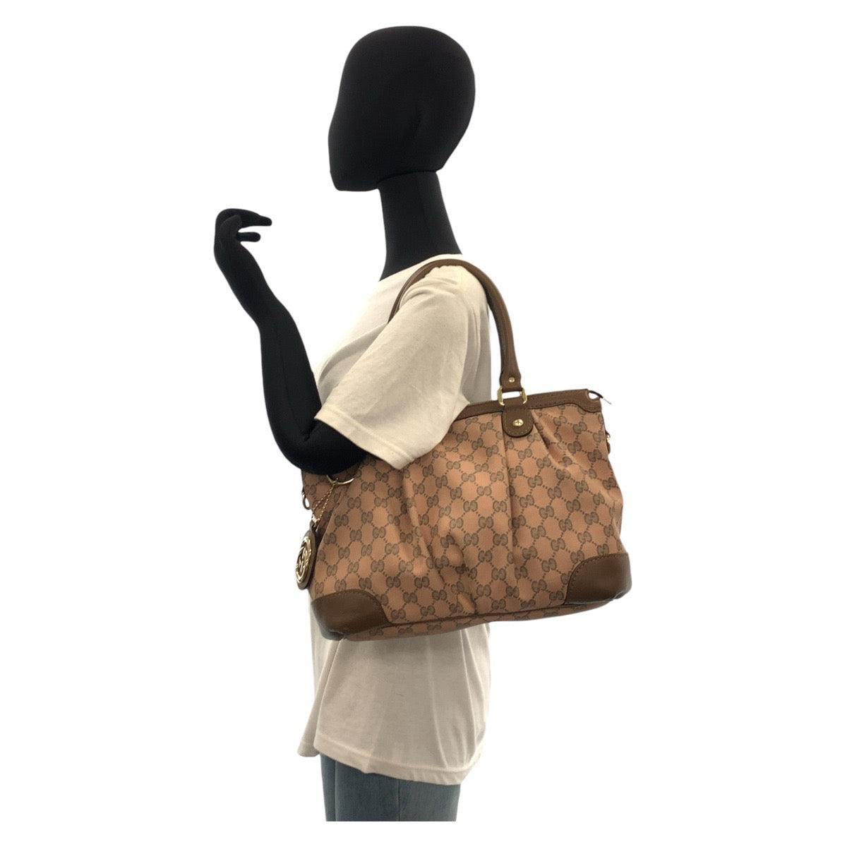 18150
GUCCI グッチ スーキー ピンク ブラウン ゴールド金具 GGキャンバス / レザー 247902 ショルダーバッグ トートバッグ 2way  レディース ABP48