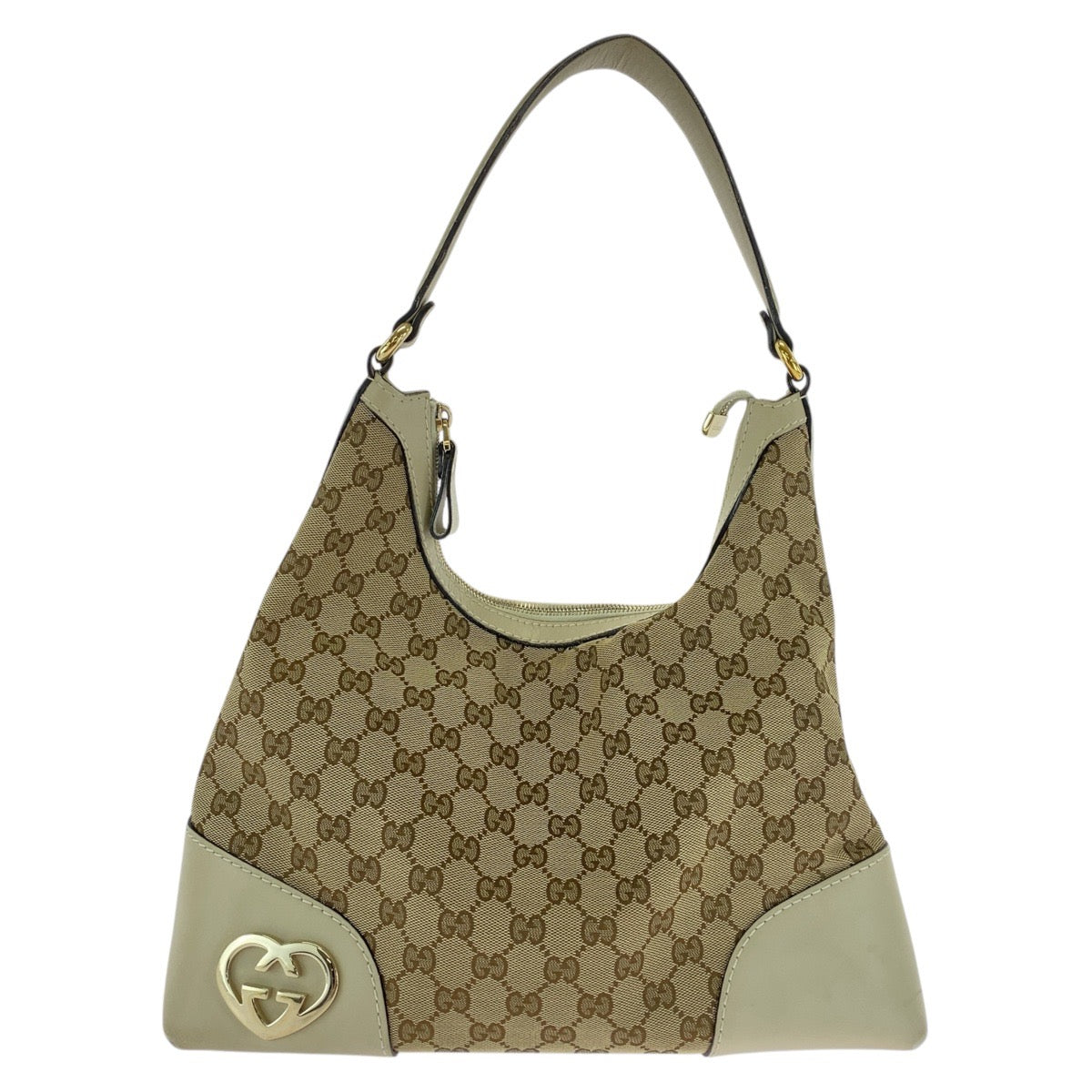 18151
GUCCI グッチ ラブリー ベージュ アイボリー ゴールド金具 GGキャンバス / レザー 257070 ホーボー ショルダーバッグ  レディース ABP48
