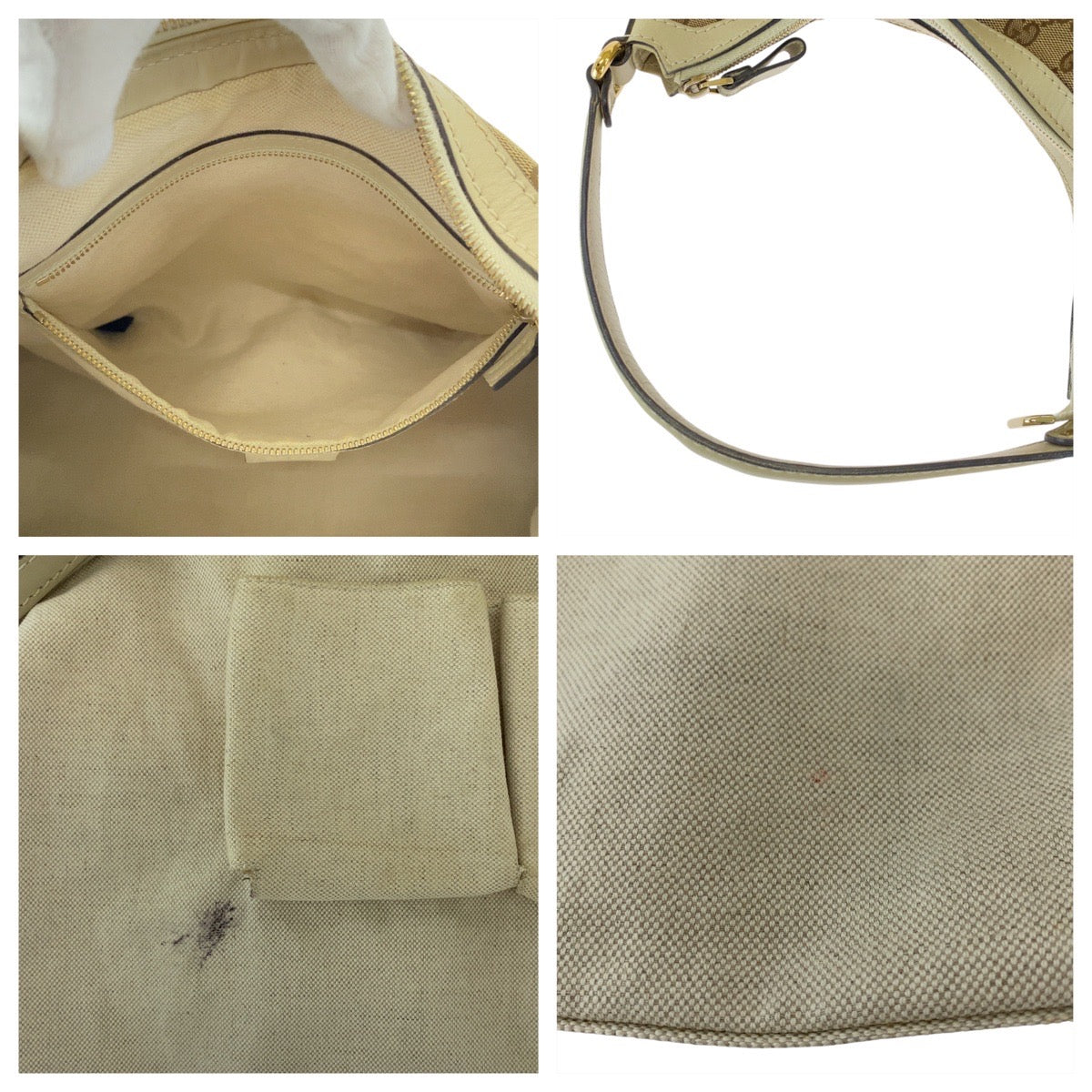 18151
GUCCI グッチ ラブリー ベージュ アイボリー ゴールド金具 GGキャンバス / レザー 257070 ホーボー ショルダーバッグ  レディース ABP48