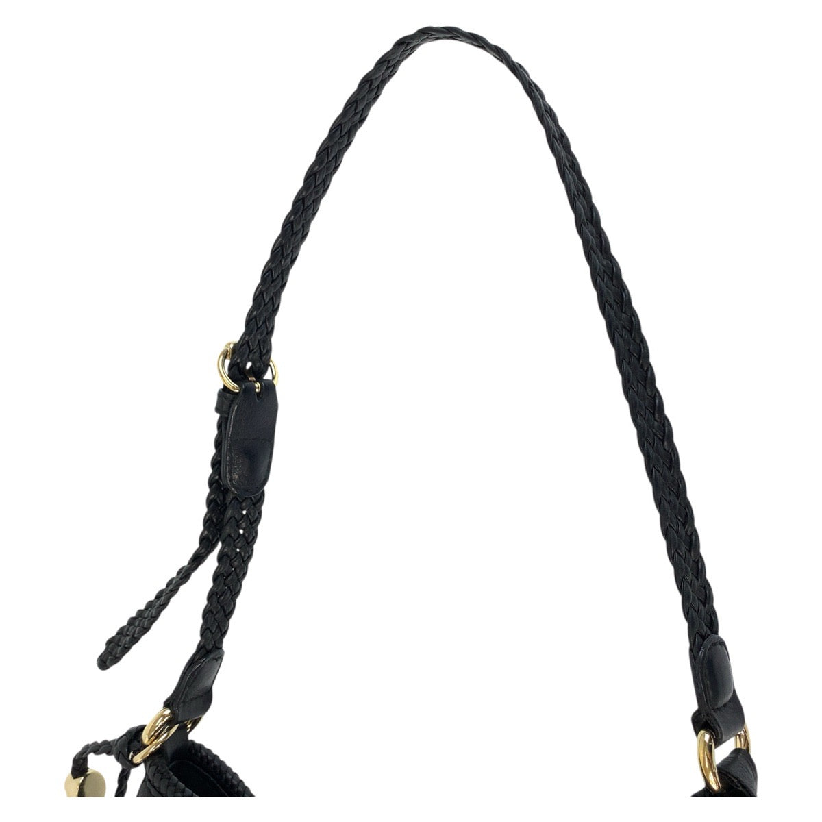 18152
GUCCI グッチ タッセル 編みこみ ブラック 黒 ゴールド金具 レザー 257026 ホーボー ショルダーバッグ  レディース