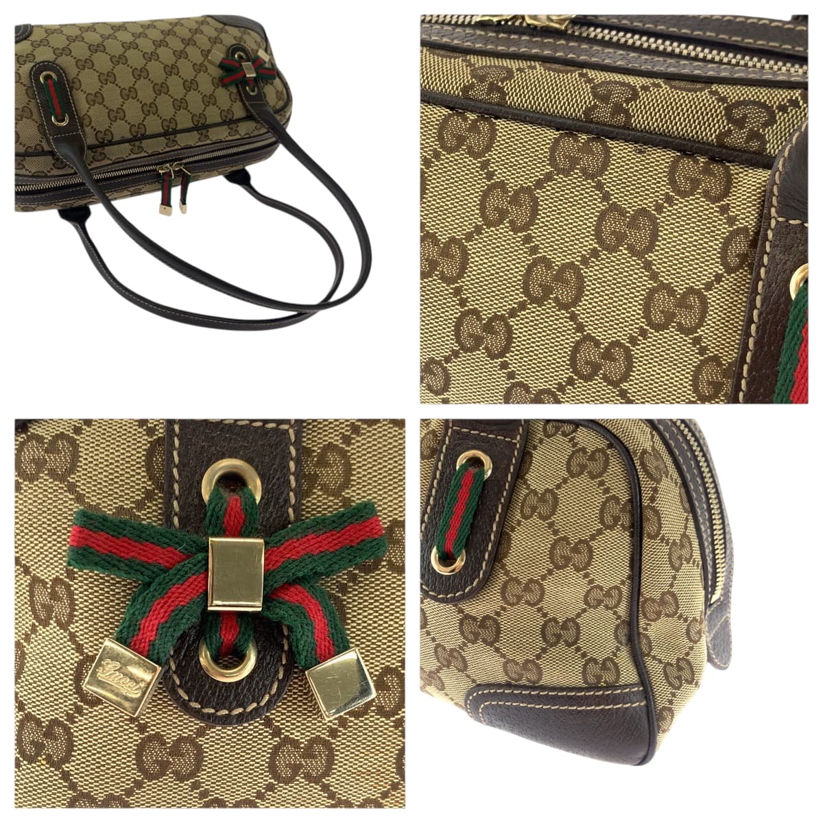 18153
GUCCI グッチ シェリーライン プリンシー ベージュ ブラウン ゴールド金具 GGキャンバス 461720 ハンドバッグ ショルダーバッグ  レディース ABP43