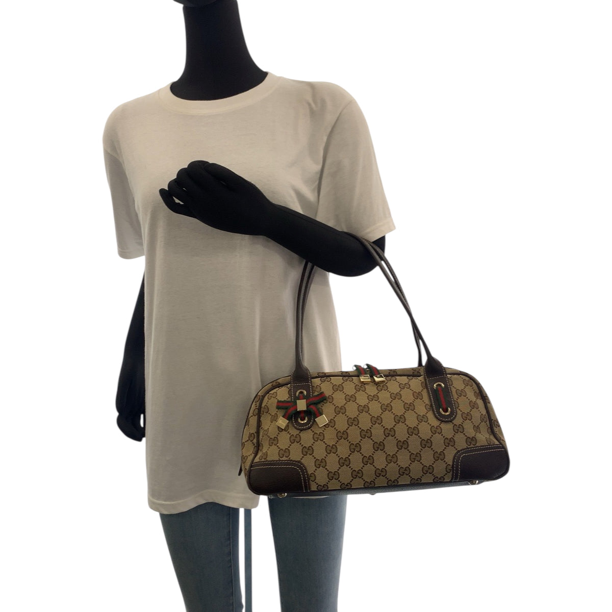 18153
GUCCI グッチ シェリーライン プリンシー ベージュ ブラウン ゴールド金具 GGキャンバス 461720 ハンドバッグ ショルダーバッグ  レディース ABP43