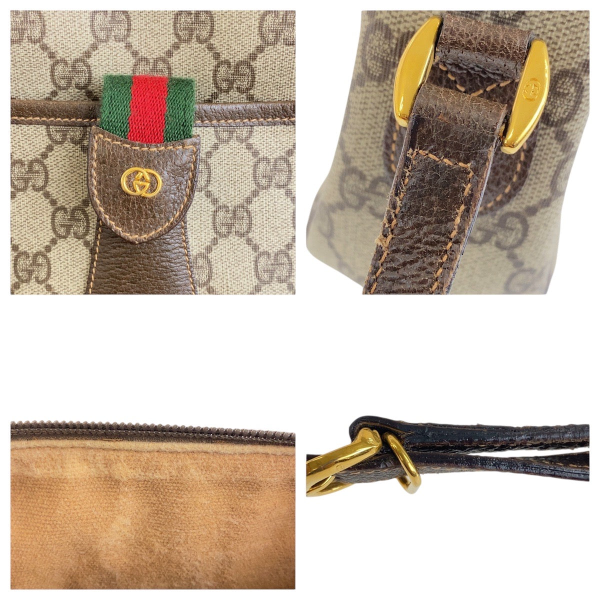 18155
GUCCI グッチ ヴィンテージ オールドグッチ シェリーライン べージュ ブラウン ゴールド金具 GGスプリームキャンバス / PVC 001 123 6177 ショルダーバッグ 斜め掛け  レディース AB36