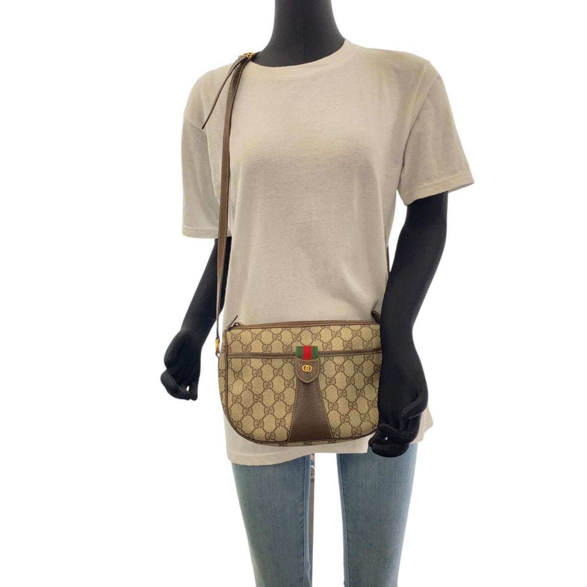 18155
GUCCI グッチ ヴィンテージ オールドグッチ シェリーライン べージュ ブラウン ゴールド金具 GGスプリームキャンバス / PVC 001 123 6177 ショルダーバッグ 斜め掛け  レディース AB36