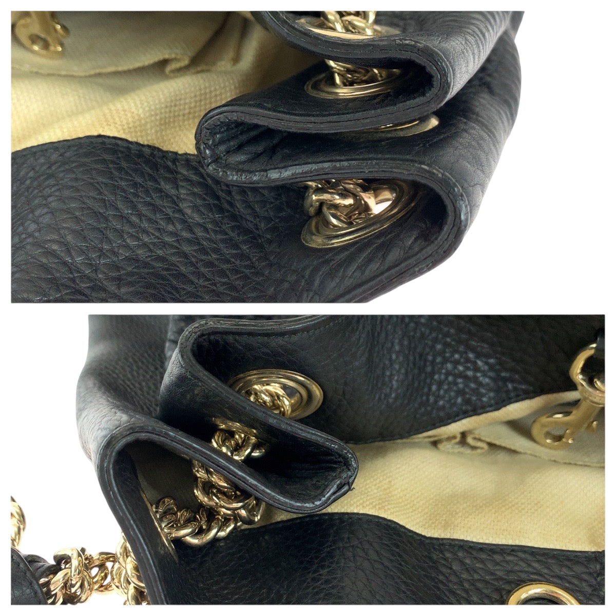 18156
GUCCI グッチ ソーホー インターロッキング ブラック 黒 ゴールド金具 レザー 308982 チェーンショルダーバッグ トートバッグ  レディース ABP80