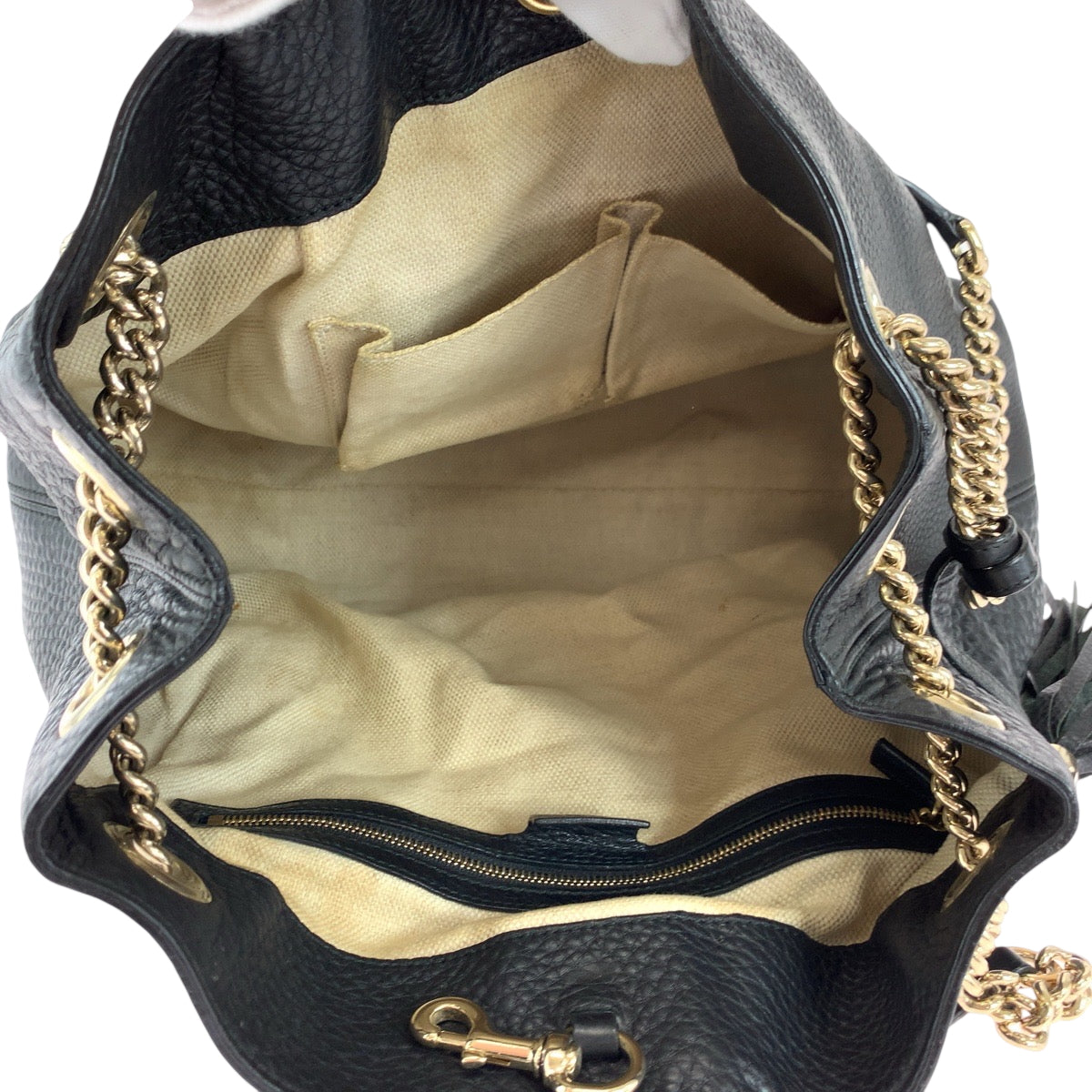 18156
GUCCI グッチ ソーホー インターロッキング ブラック 黒 ゴールド金具 レザー 308982 チェーンショルダーバッグ トートバッグ  レディース ABP80
