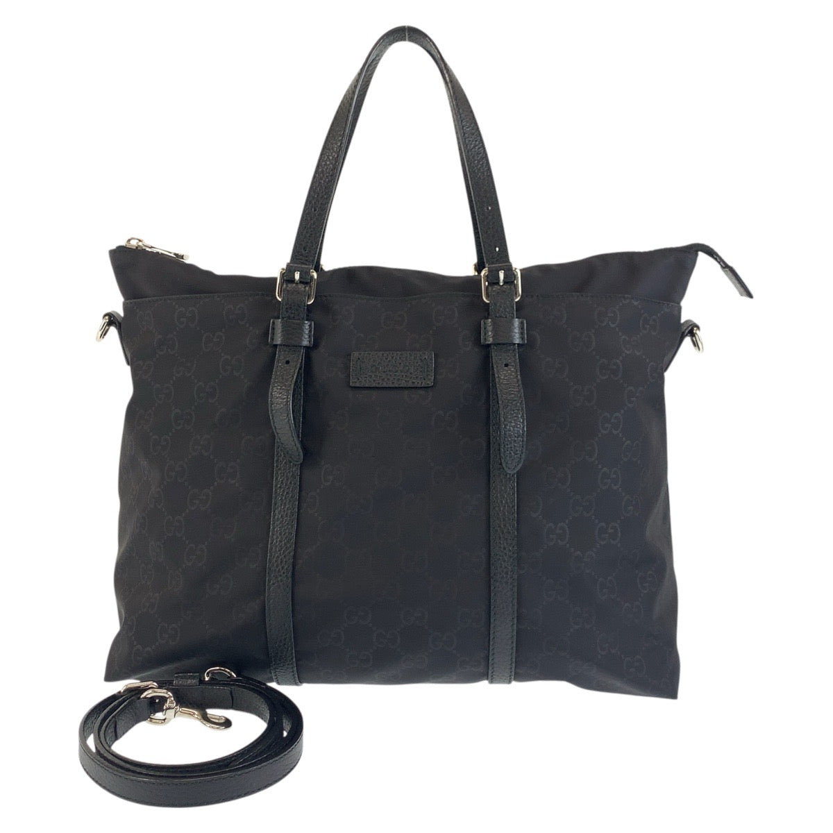 18157
GUCCI グッチ GG柄 ブラック 黒 シルバー金具 ナイロン 387067 トートバッグ ショルダーバッグ 2way ビジネスバッグ  メンズ A62