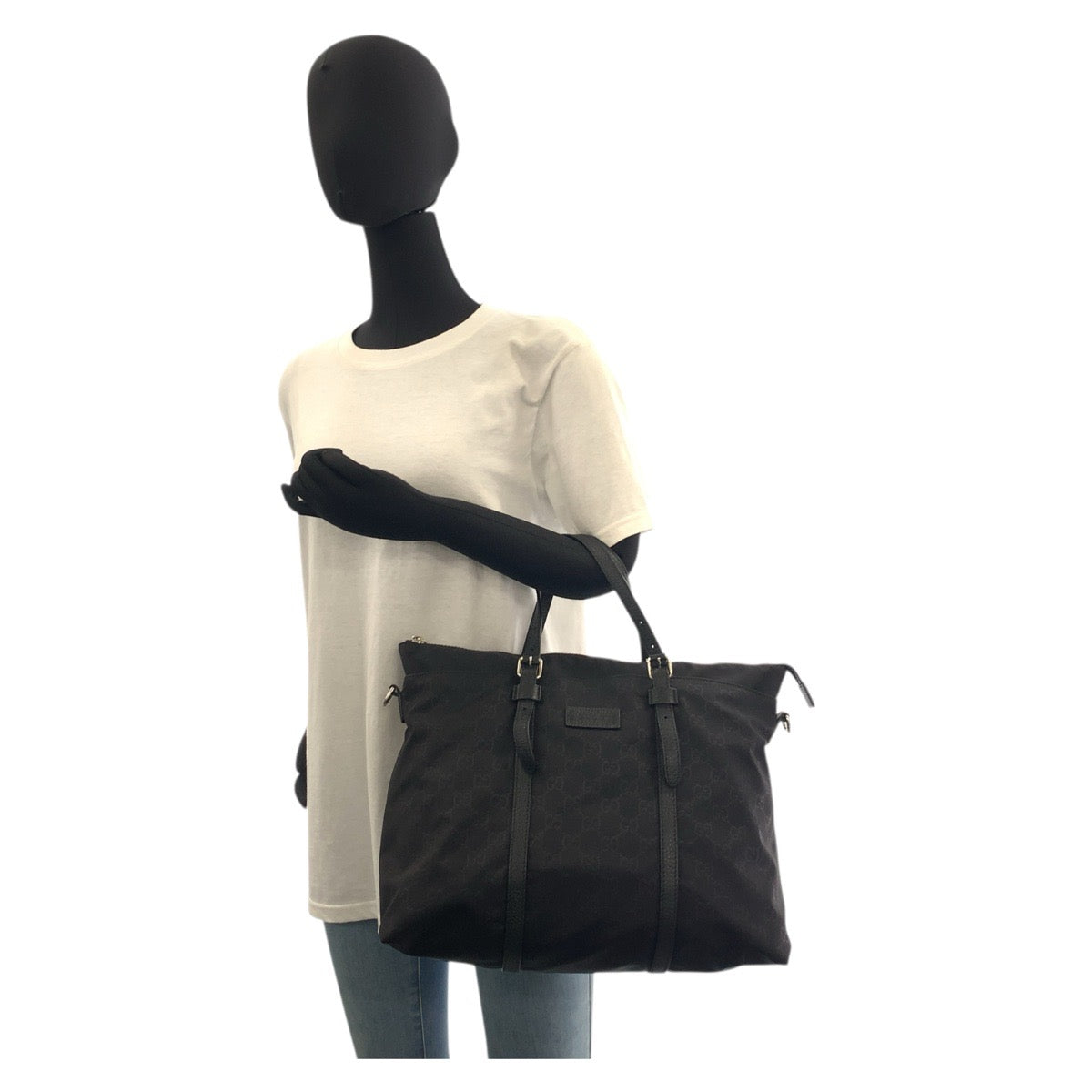 18157
GUCCI グッチ GG柄 ブラック 黒 シルバー金具 ナイロン 387067 トートバッグ ショルダーバッグ 2way ビジネスバッグ  メンズ A62