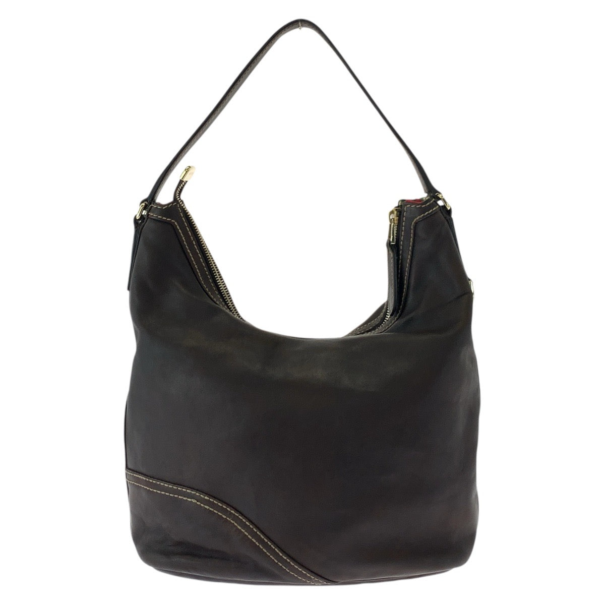18158
GUCCI グッチ インターロッキング ブラウン ゴールド金具 レザー 182491 ショルダーバッグ  レディース ABP35