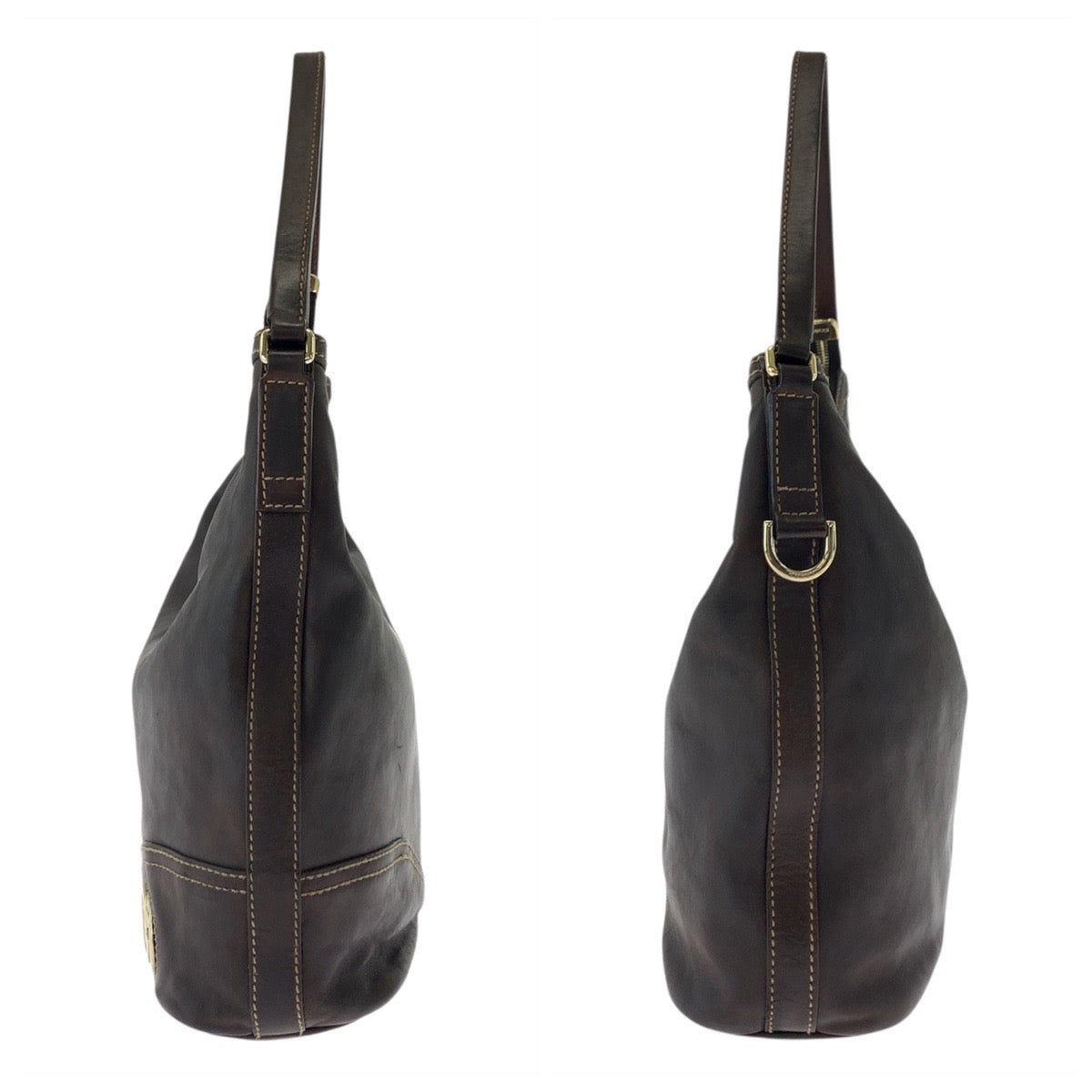 18158
GUCCI グッチ インターロッキング ブラウン ゴールド金具 レザー 182491 ショルダーバッグ  レディース ABP35
