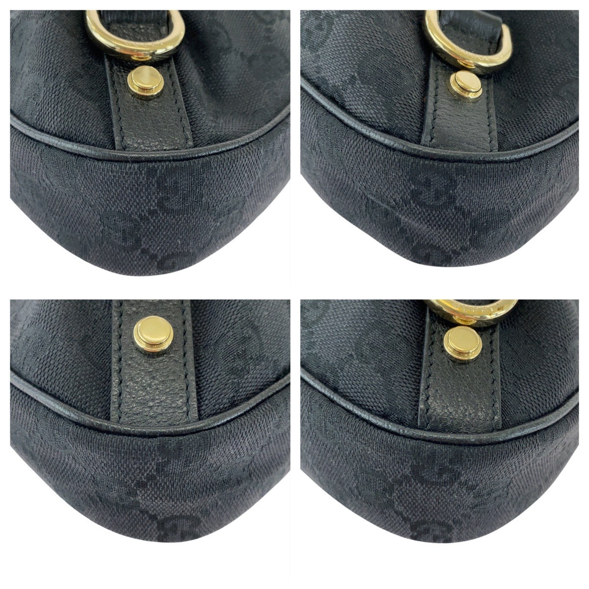 18160
GUCCI グッチ アビー ブラック 黒 ゴールド金具 GGキャンバス / レザー 130738 ホーボー ショルダーバッグ ハンドバッグ  レディース