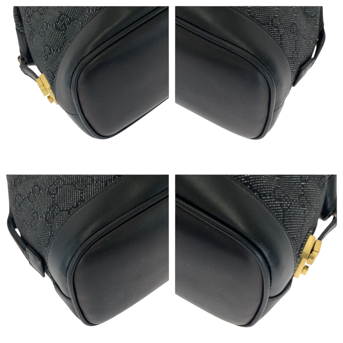 18161
GUCCI グッチ ブラック 黒 ゴールド金具 GGキャンバス 92734 ショルダーバッグ ボストンバッグ ハンドバッグ  レディース A48