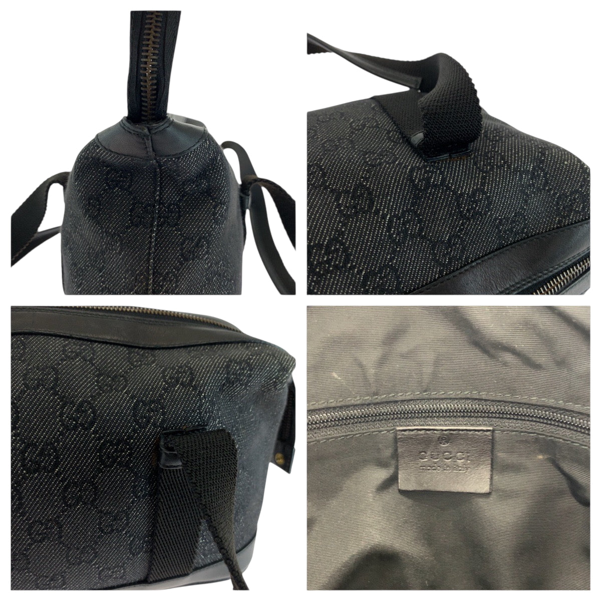 18161
GUCCI グッチ ブラック 黒 ゴールド金具 GGキャンバス 92734 ショルダーバッグ ボストンバッグ ハンドバッグ  レディース A48