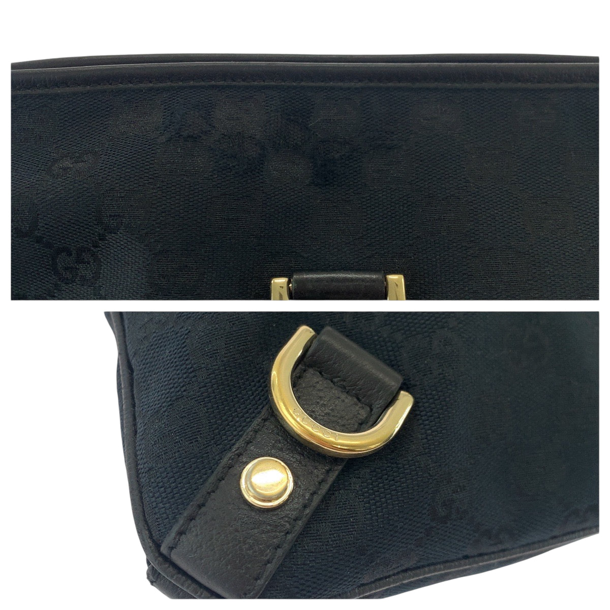 18162
GUCCI グッチ アビー ブラック 黒 ゴールド金具 GGキャンバス 131326 ショルダーバッグ 斜め掛け  レディース AB34