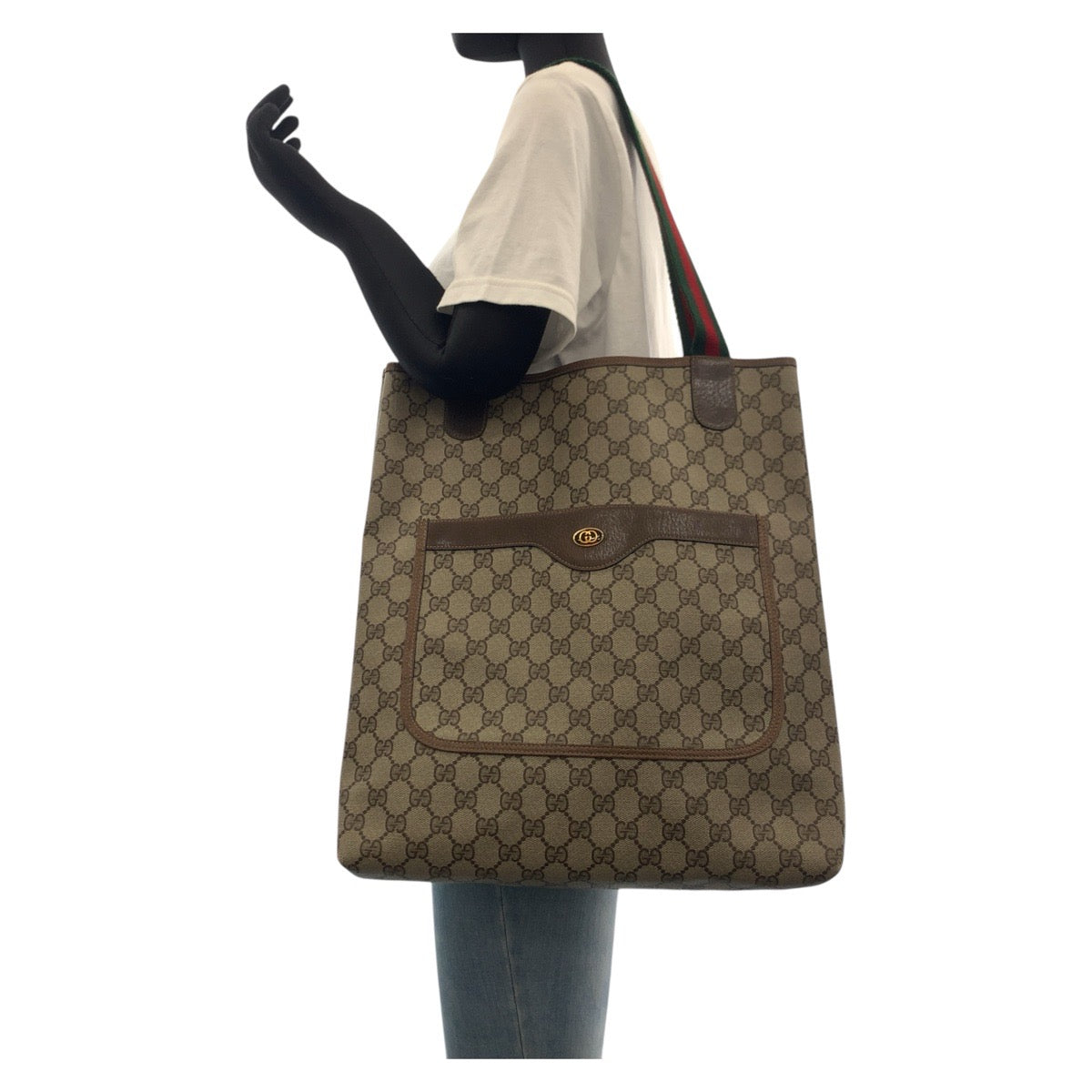 18163
GUCCI グッチ ヴィンテージ オールドグッチ シェリーライン ブラウン ゴールド金具 GGスプリームキャンバス / レザー 902 02 003 トートバッグ ショルダーバッグ 男女兼用  レディース