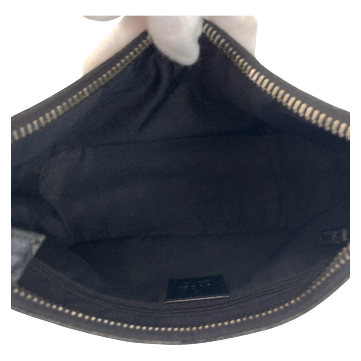 18164
GUCCI グッチ ブラック 黒 シルバー金具 GGキャンバス / レザー 115002 ホーボー ショルダーバッグ ハンドバッグ  レディース A46