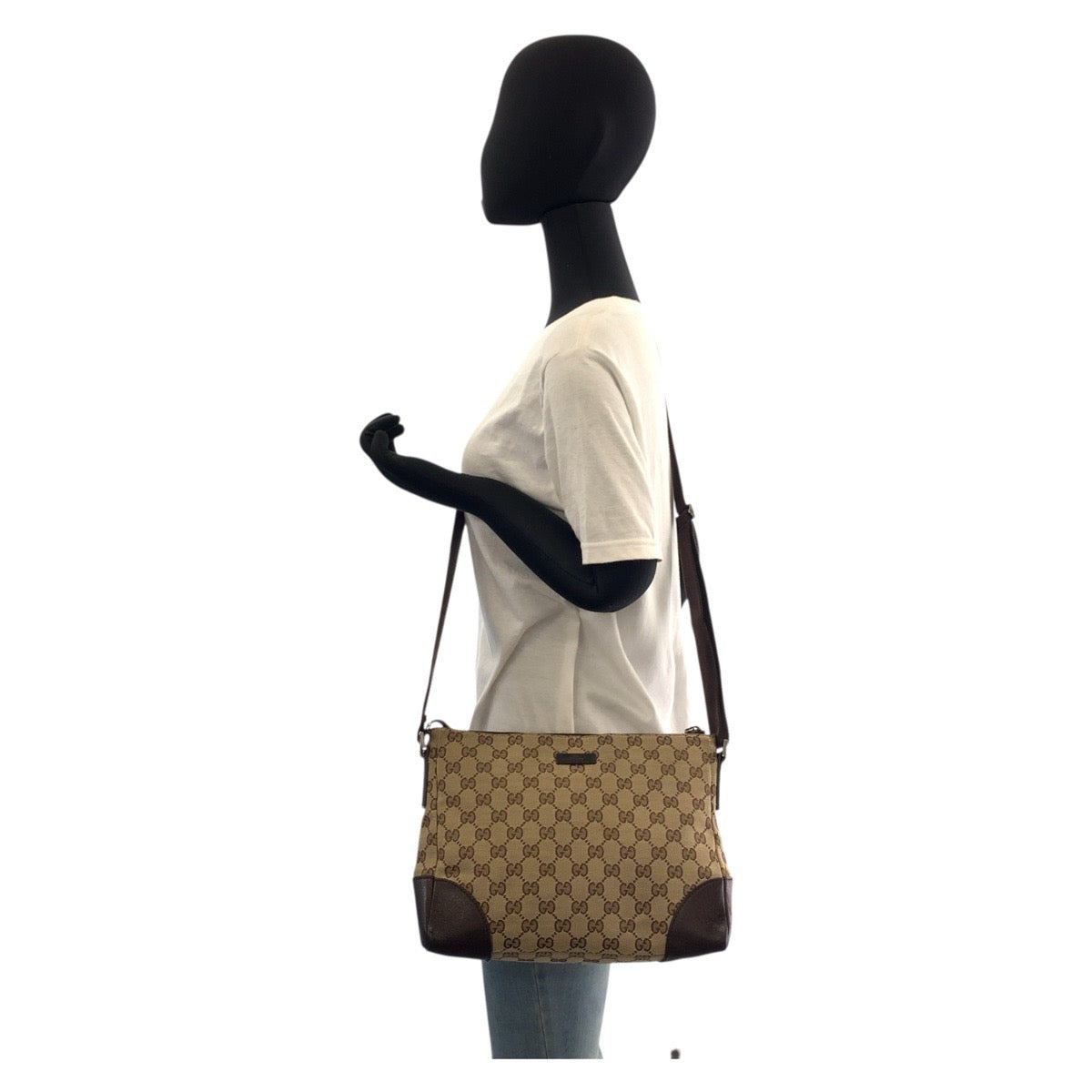 18166
GUCCI グッチ ベージュ ブラウン GGキャンバス / レザー 114273 ショルダーバッグ メッセンジャーバッグ レディース ABP43